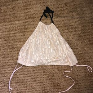 Lace halter crop top